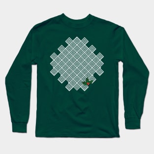 Christmas holly square pattern Long Sleeve T-Shirt